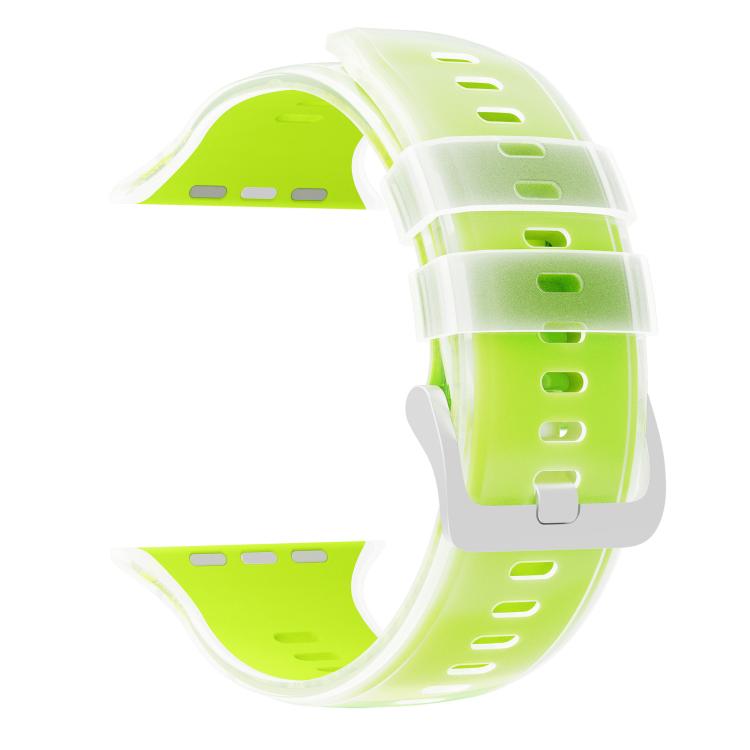 For Apple Watch 46mm / 49mm / 45mm / 44mm Transparent Jelly Two Color Silicone Watch Band
