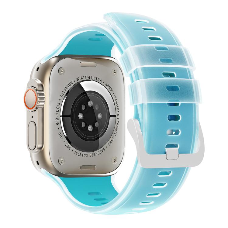 For Apple Watch 46mm / 49mm / 45mm / 44mm Transparent Jelly Two Color Silicone Watch Band