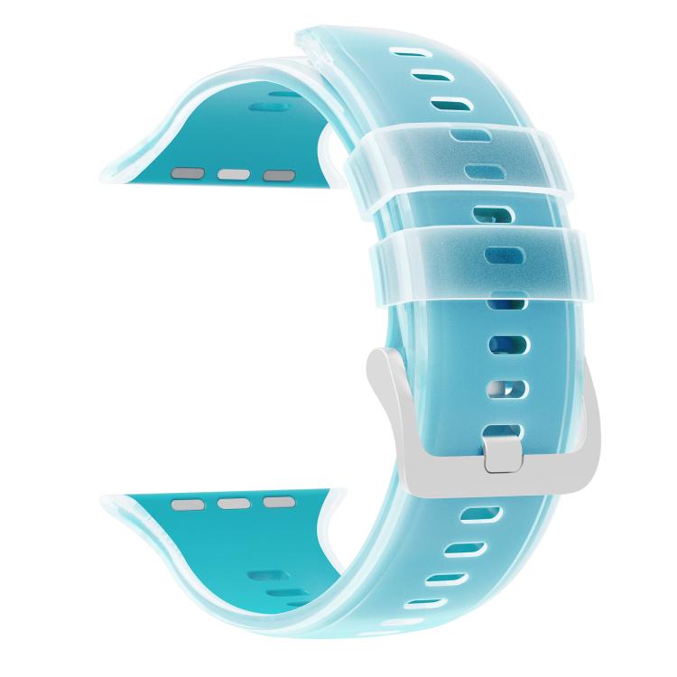 For Apple Watch 46mm / 49mm / 45mm / 44mm Transparent Jelly Two Color Silicone Watch Band