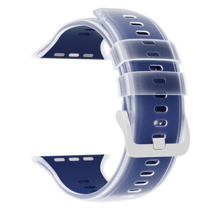 For Apple Watch 46mm / 49mm / 45mm / 44mm Transparent Jelly Two Color Silicone Watch Band