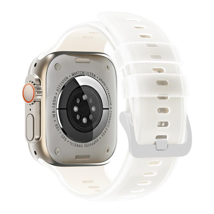 For Apple Watch 46mm / 49mm / 45mm / 44mm Transparent Jelly Two Color Silicone Watch Band