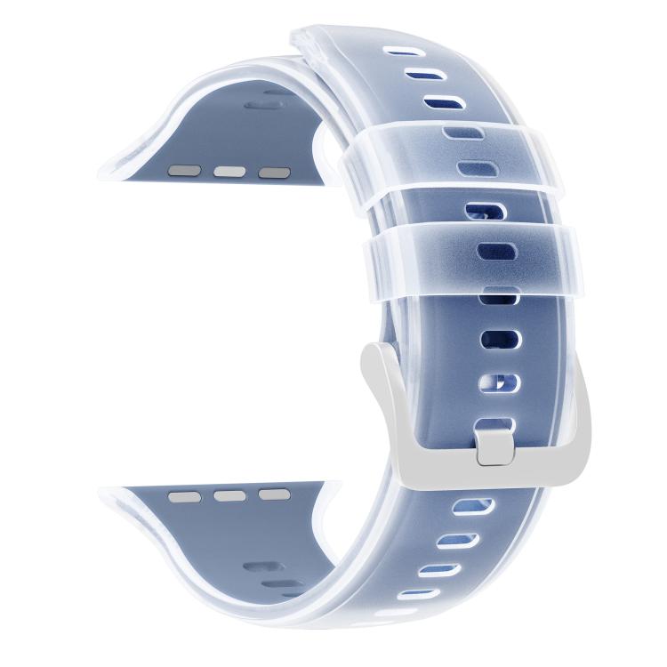 For Apple Watch 46mm / 49mm / 45mm / 44mm Transparent Jelly Two Color Silicone Watch Band
