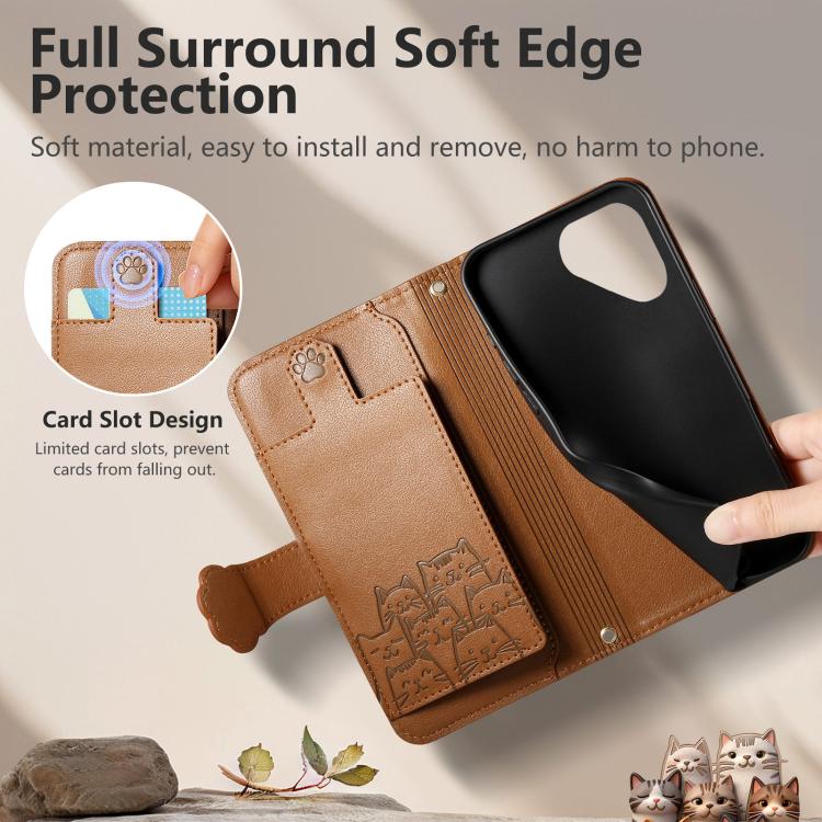 For Fairphone 5 Cat-shaped Zipper Wallet Vegan Leather Phone Case with Strap