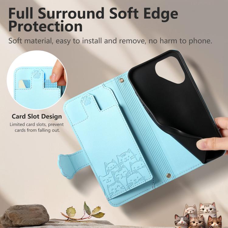 For Fairphone 5 Cat-shaped Zipper Wallet Vegan Leather Phone Case with Strap