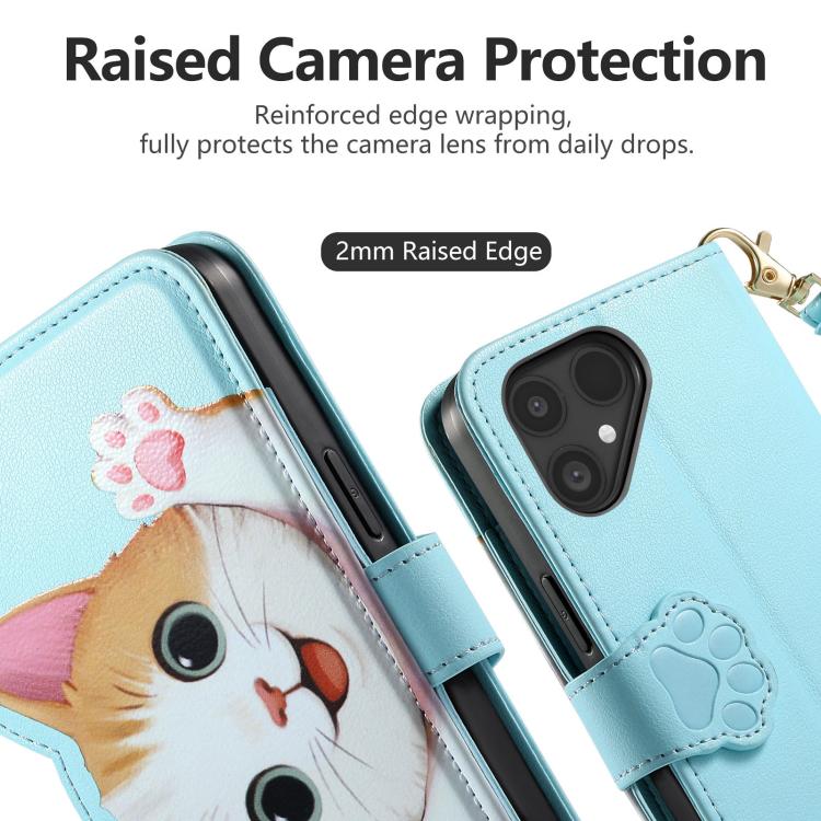 For Fairphone 5 Cat-shaped Zipper Wallet Vegan Leather Phone Case with Strap