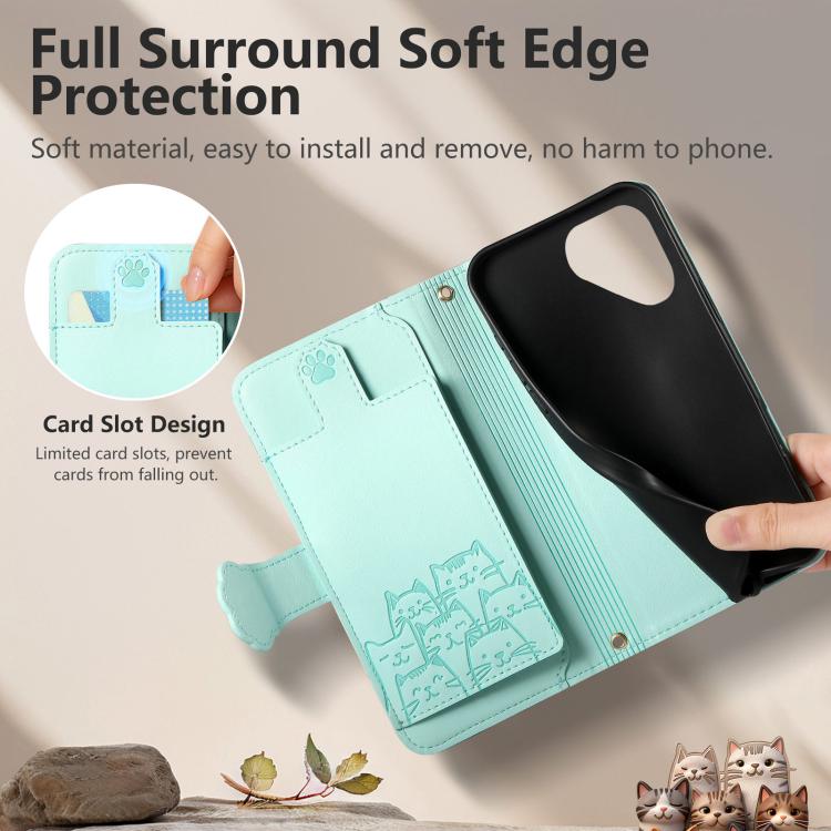 For Fairphone 5 Cat-shaped Zipper Wallet Vegan Leather Phone Case with Strap