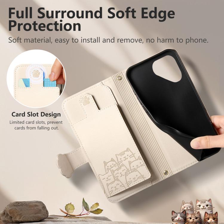 For Fairphone 5 Cat-shaped Zipper Wallet Vegan Leather Phone Case with Strap