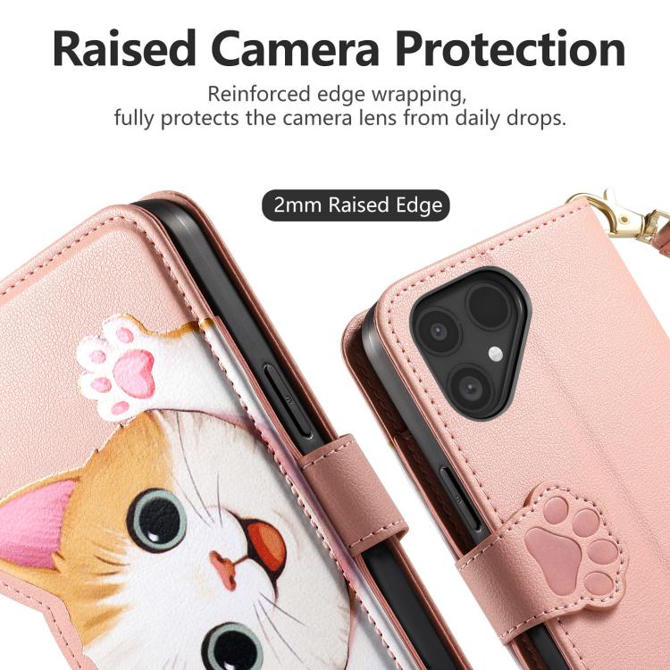 For Fairphone 6 Cat-shaped Zipper Wallet Vegan Leather Phone Case with Strap