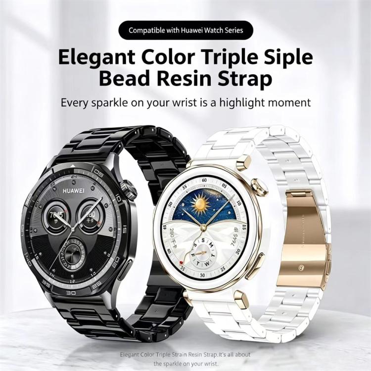 22mm Butterfly Clasp Three Beads Resin Watch Band with Removal Tool