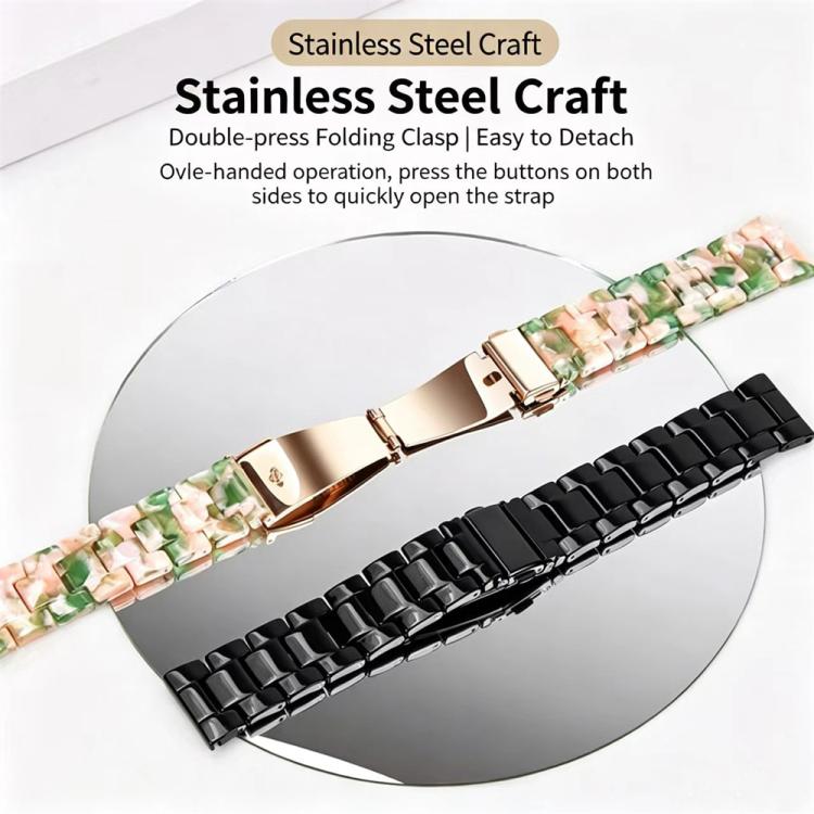 22mm Butterfly Clasp Three Beads Resin Watch Band with Removal Tool