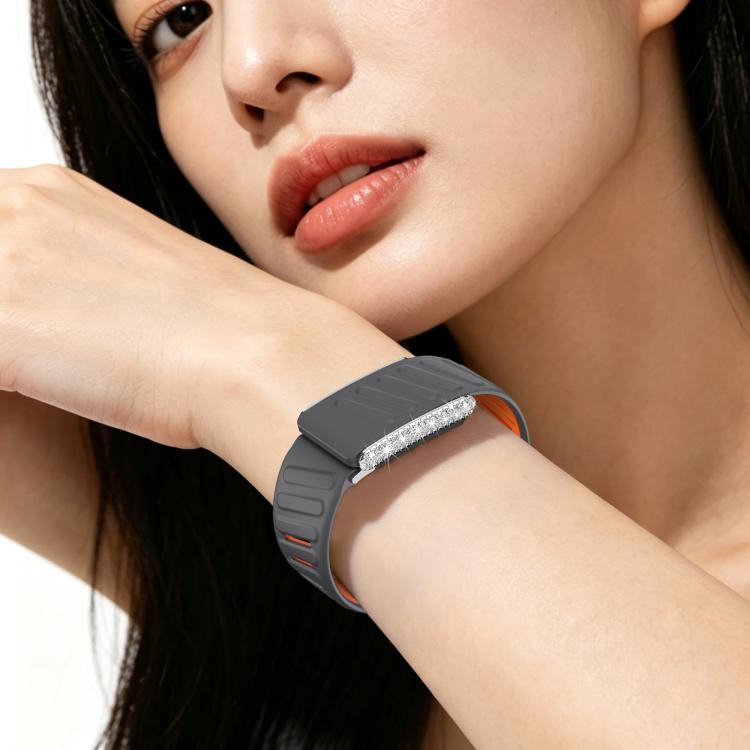 For WHOOP 5.0 Regular Full Diamond Style Two Color Silicone Watch Band