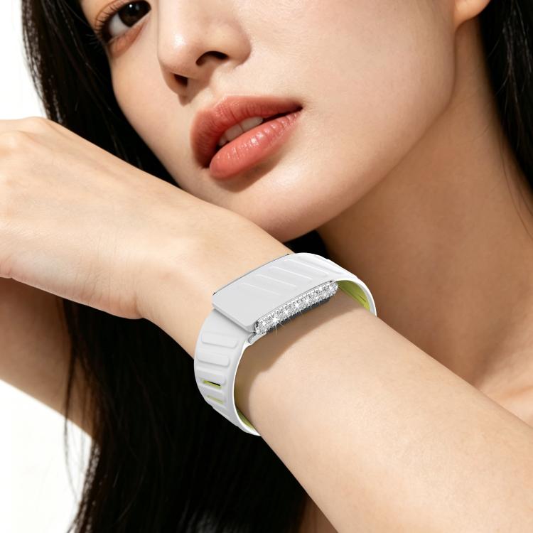 For WHOOP 5.0 Regular Full Diamond Style Two Color Silicone Watch Band