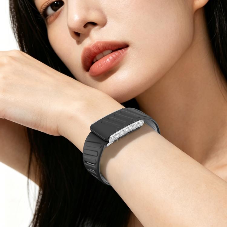 For WHOOP 5.0 Regular Full Diamond Style Two Color Silicone Watch Band