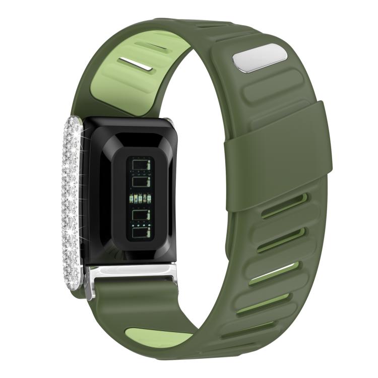 For WHOOP 5.0 Regular Full Diamond Style Two Color Silicone Watch Band