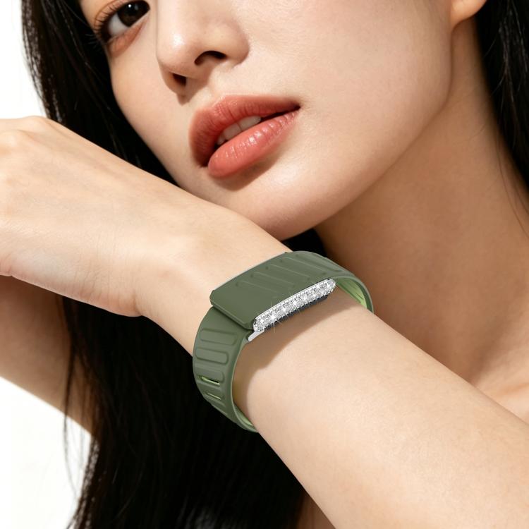 For WHOOP 5.0 Regular Full Diamond Style Two Color Silicone Watch Band