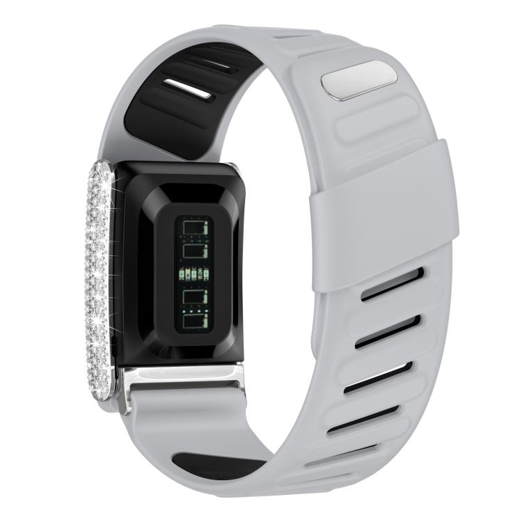 For WHOOP 5.0 Regular Full Diamond Style Two Color Silicone Watch Band