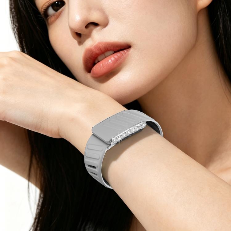 For WHOOP 5.0 Regular Full Diamond Style Two Color Silicone Watch Band