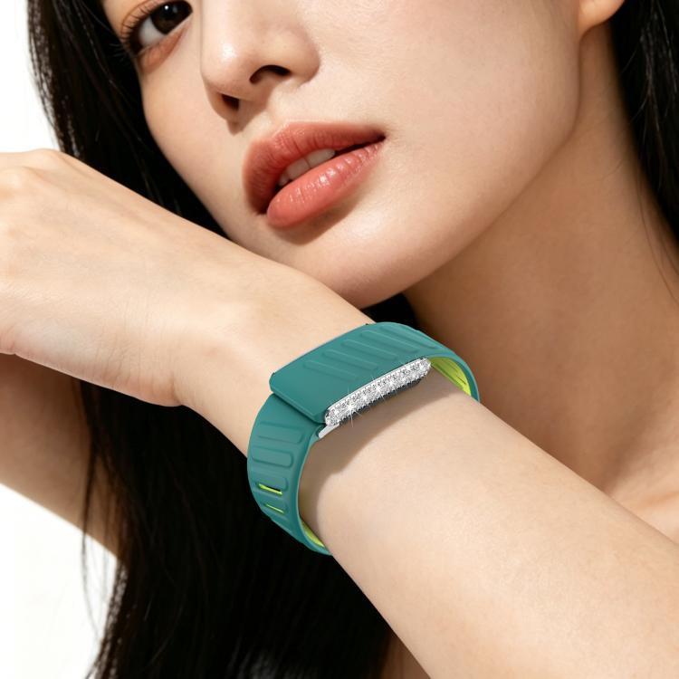 For WHOOP 5.0 Regular Full Diamond Style Two Color Silicone Watch Band
