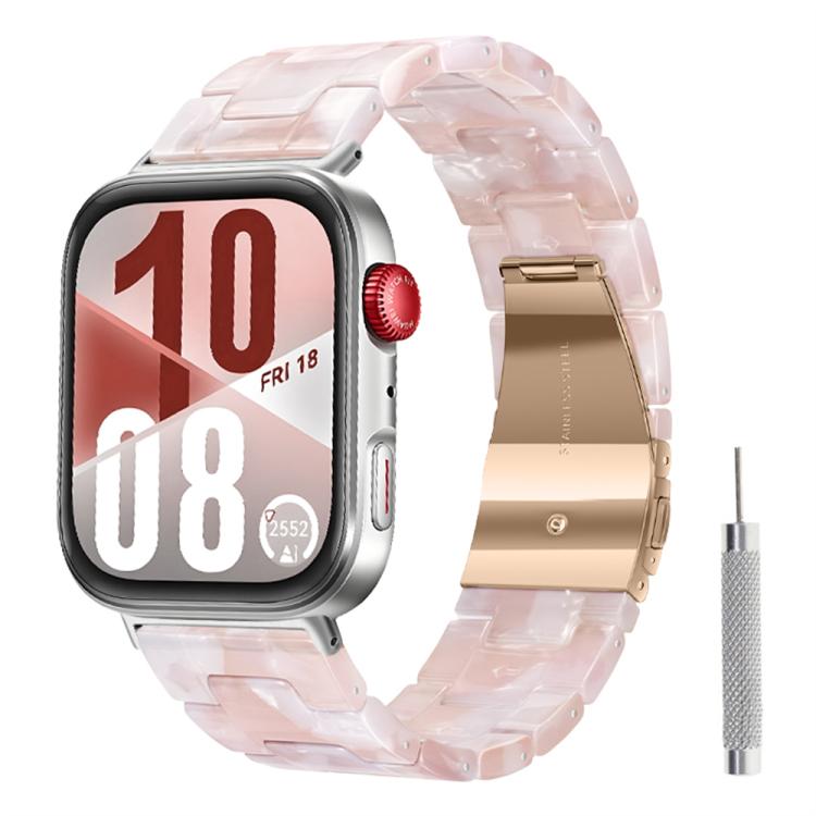 For Huawei Watch Fit 5 / Fit 5 Pro / Fit 4 Butterfly Clasp Three Beads Resin Watch Band with Removal Tool
