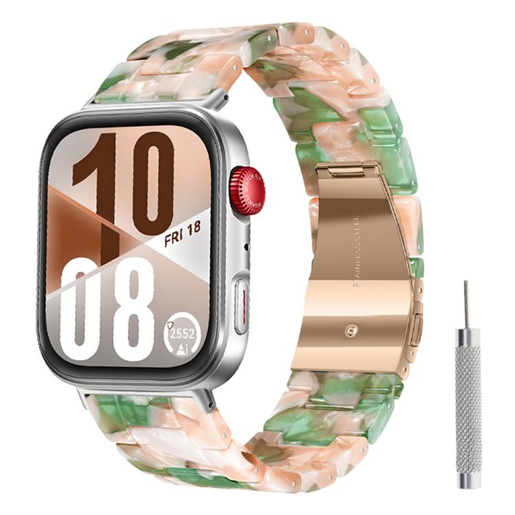 For Huawei Watch Fit 5 / Fit 5 Pro / Fit 4 Butterfly Clasp Three Beads Resin Watch Band with Removal Tool