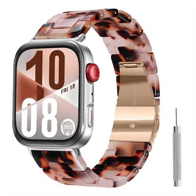 For Huawei Watch Fit 5 / Fit 5 Pro / Fit 4 Butterfly Clasp Three Beads Resin Watch Band with Removal Tool