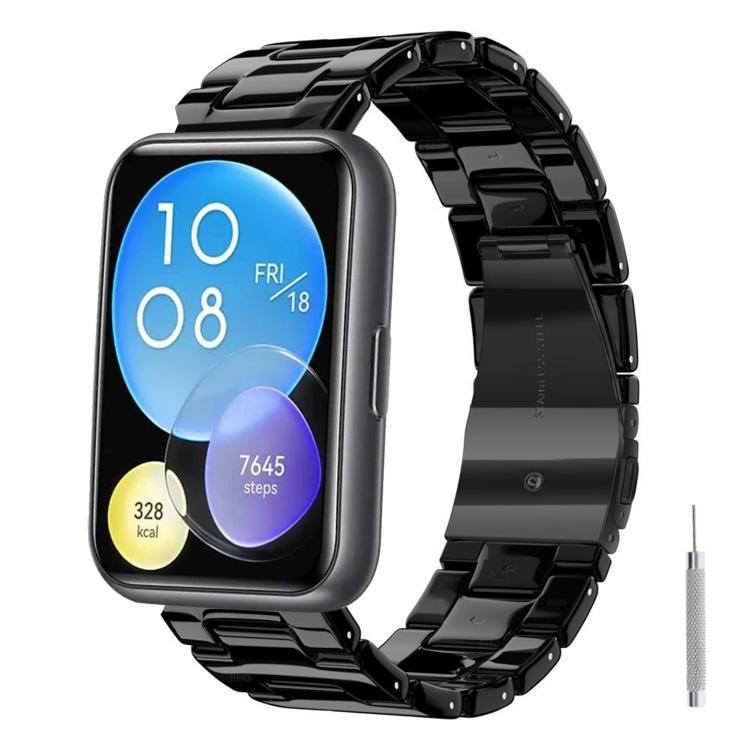 For Huawei Watch Fit 2 Butterfly Clasp Three Beads Resin Watch Band with Removal Tool