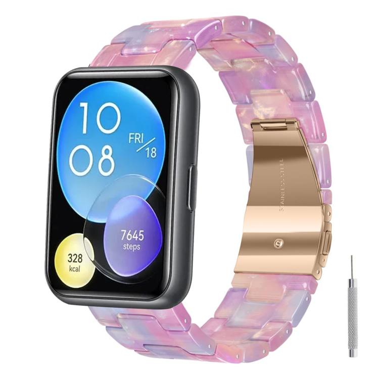 For Huawei Watch Fit 2 Butterfly Clasp Three Beads Resin Watch Band with Removal Tool