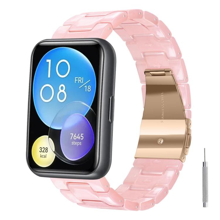 For Huawei Watch Fit 2 Butterfly Clasp Three Beads Resin Watch Band with Removal Tool