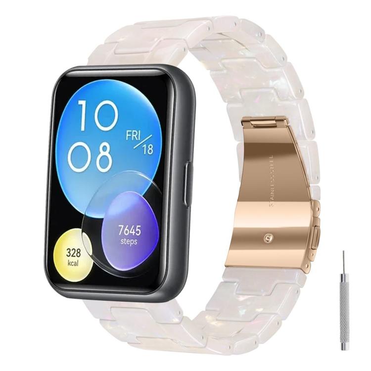 For Huawei Watch Fit 2 Butterfly Clasp Three Beads Resin Watch Band with Removal Tool