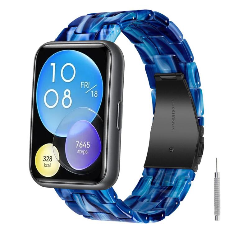 For Huawei Watch Fit 2 Butterfly Clasp Three Beads Resin Watch Band with Removal Tool