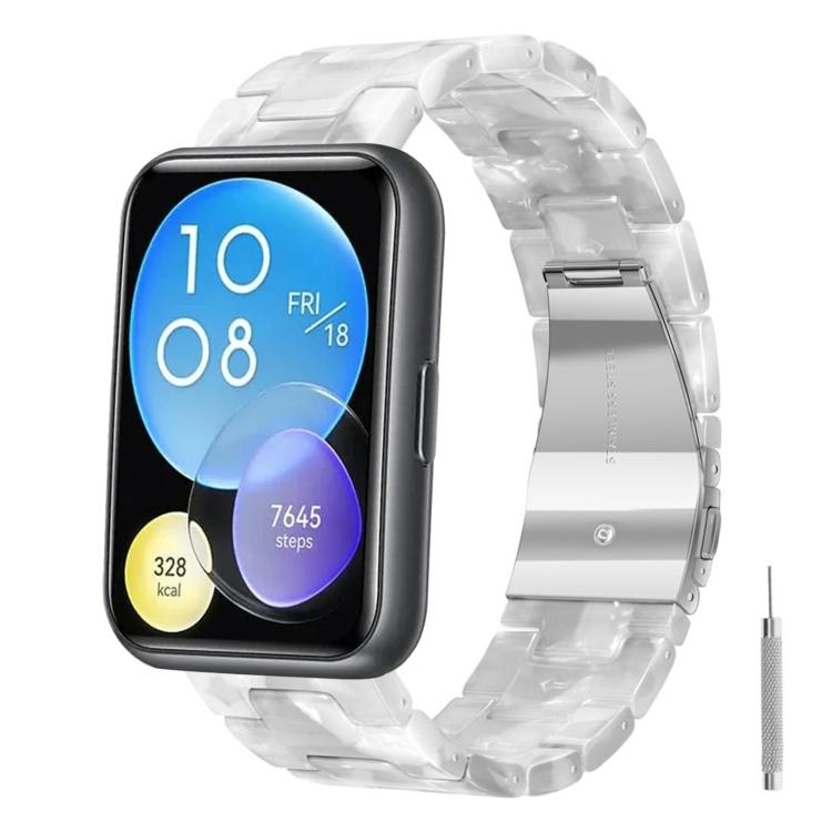 For Huawei Watch Fit 2 Butterfly Clasp Three Beads Resin Watch Band with Removal Tool