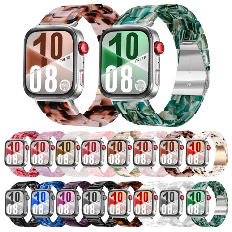 For Huawei Watch Fit 5 / Fit 5 Pro / Fit 4 Butterfly Clasp Three Beads Resin Watch Band with Removal Tool
