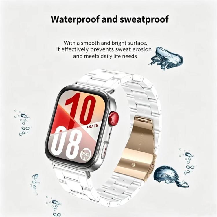 For Huawei Watch Fit 2 Butterfly Clasp Three Beads Resin Watch Band with Removal Tool