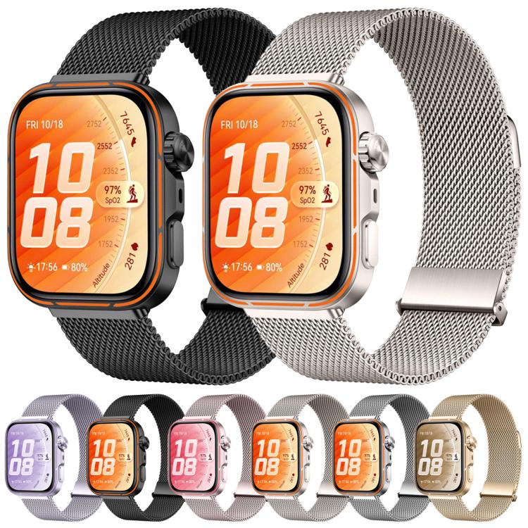 For Huawei Watch Fit 5 / Fit 5 Pro / Fit 4 Two-Section Dual Magnetic Milanese Stainless Steel Watch Band