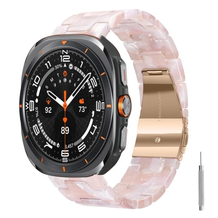 For Galaxy Watch Ultra 47mm / Ultra 2025 Butterfly Clasp Three Beads Resin Watch Band with Removal Tool