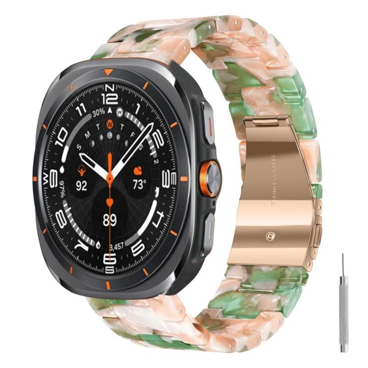 For Galaxy Watch Ultra 47mm / Ultra 2025 Butterfly Clasp Three Beads Resin Watch Band with Removal Tool