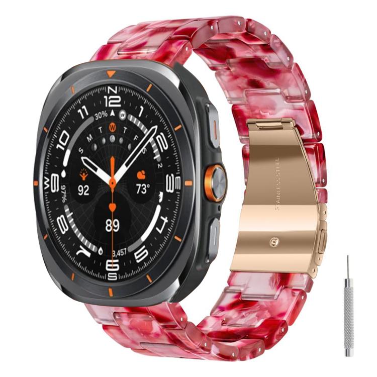 For Galaxy Watch Ultra 47mm / Ultra 2025 Butterfly Clasp Three Beads Resin Watch Band with Removal Tool