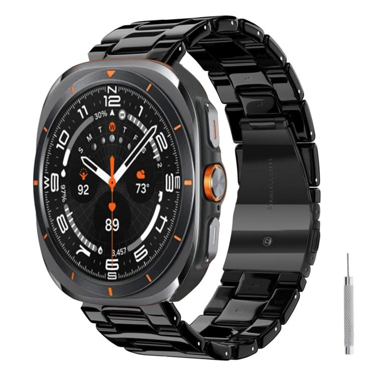 For Galaxy Watch Ultra 47mm / Ultra 2025 Butterfly Clasp Three Beads Resin Watch Band with Removal Tool