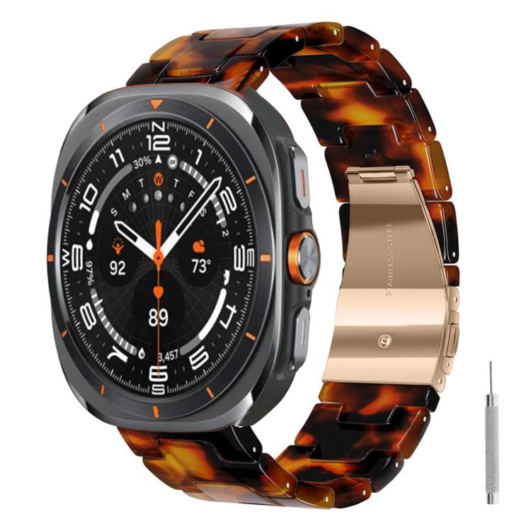 For Galaxy Watch Ultra 47mm / Ultra 2025 Butterfly Clasp Three Beads Resin Watch Band with Removal Tool
