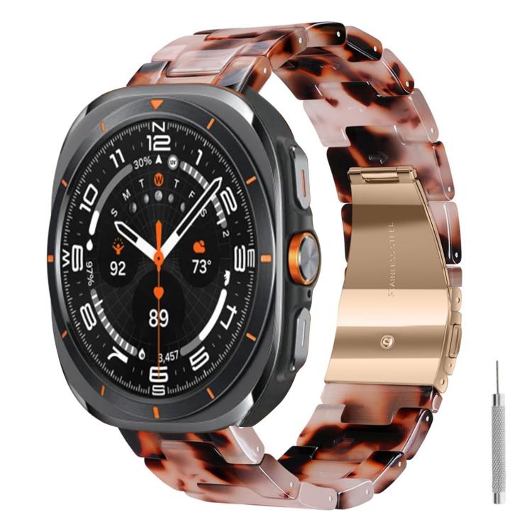 For Galaxy Watch Ultra 47mm / Ultra 2025 Butterfly Clasp Three Beads Resin Watch Band with Removal Tool