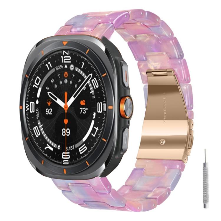 For Galaxy Watch Ultra 47mm / Ultra 2025 Butterfly Clasp Three Beads Resin Watch Band with Removal Tool
