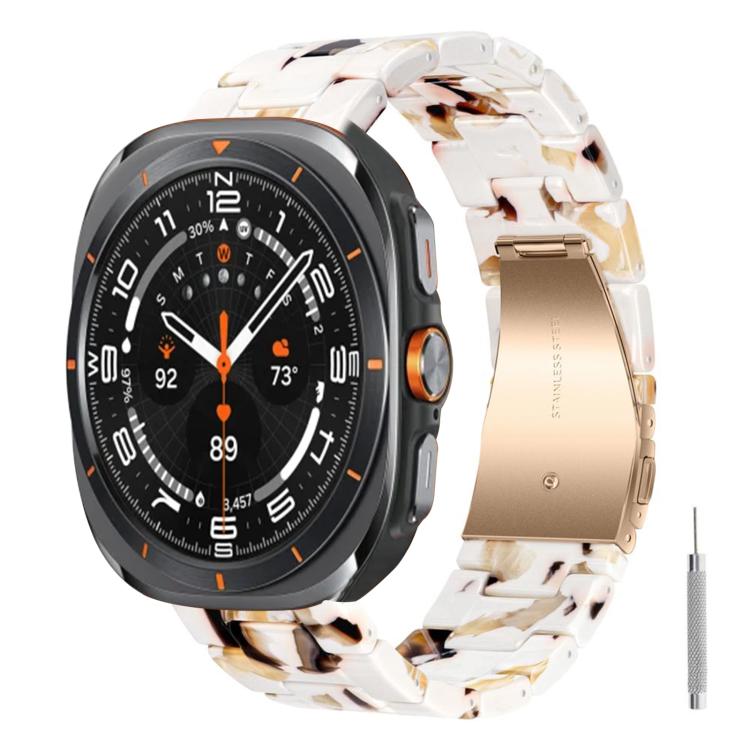 For Galaxy Watch Ultra 47mm / Ultra 2025 Butterfly Clasp Three Beads Resin Watch Band with Removal Tool