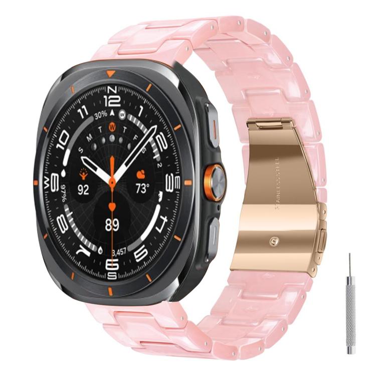 For Galaxy Watch Ultra 47mm / Ultra 2025 Butterfly Clasp Three Beads Resin Watch Band with Removal Tool