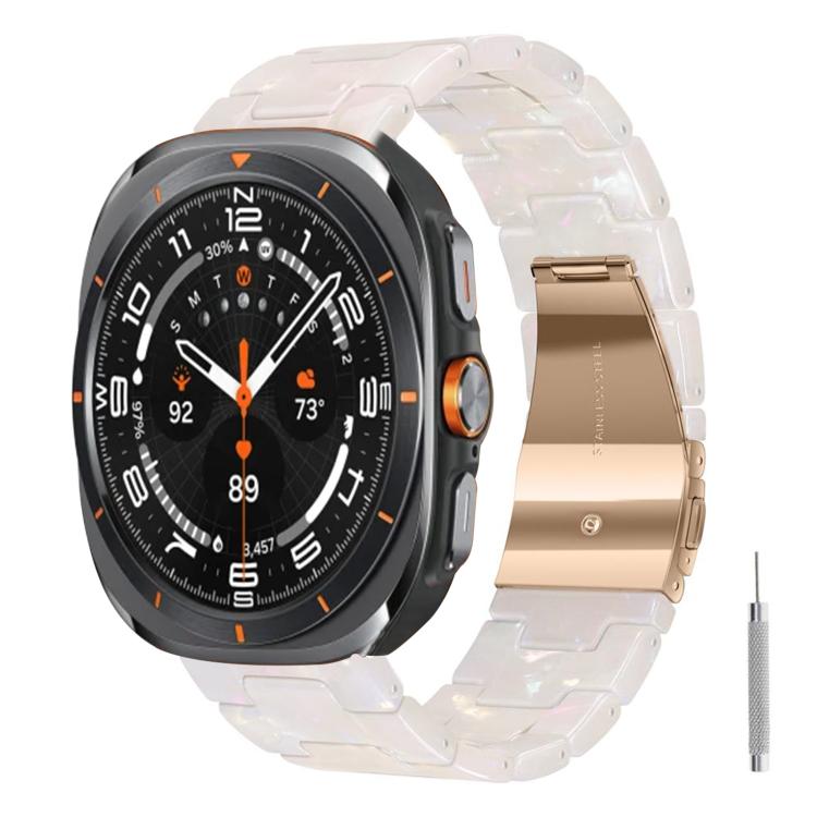 For Galaxy Watch Ultra 47mm / Ultra 2025 Butterfly Clasp Three Beads Resin Watch Band with Removal Tool