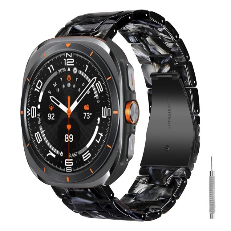 For Galaxy Watch Ultra 47mm / Ultra 2025 Butterfly Clasp Three Beads Resin Watch Band with Removal Tool