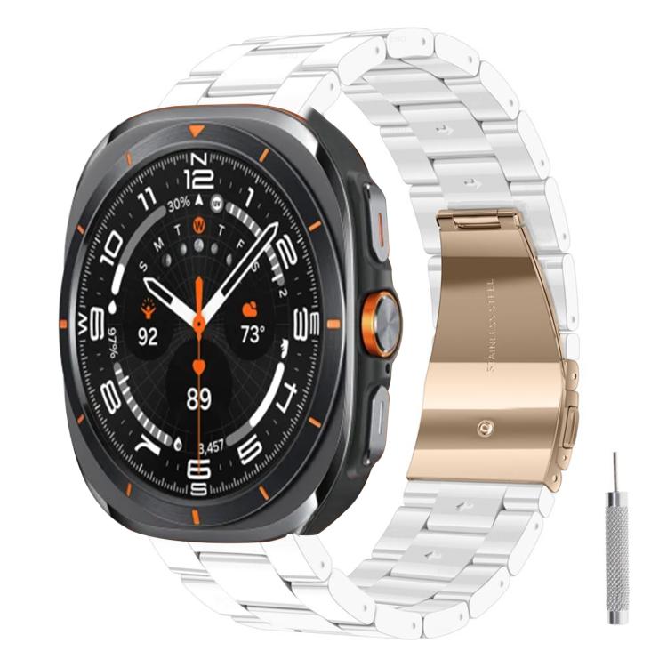 For Galaxy Watch Ultra 47mm / Ultra 2025 Butterfly Clasp Three Beads Resin Watch Band with Removal Tool