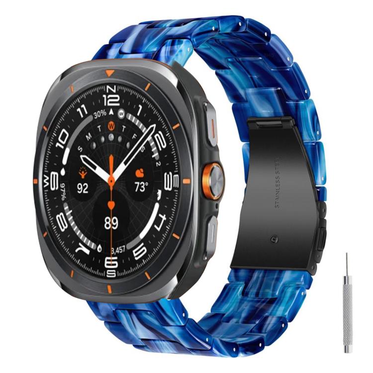 For Galaxy Watch Ultra 47mm / Ultra 2025 Butterfly Clasp Three Beads Resin Watch Band with Removal Tool