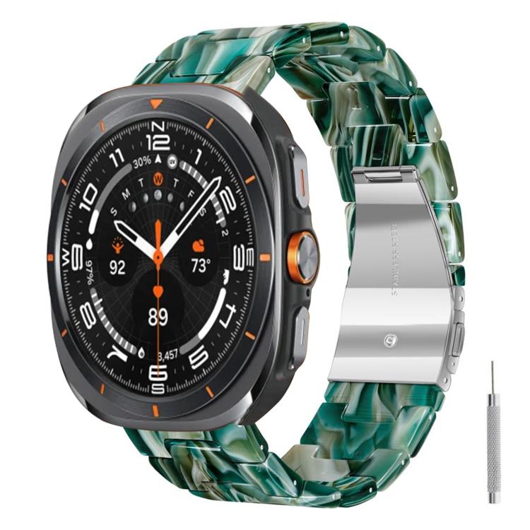 For Galaxy Watch Ultra 47mm / Ultra 2025 Butterfly Clasp Three Beads Resin Watch Band with Removal Tool