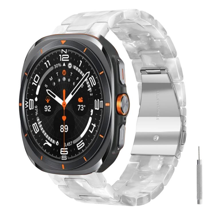 For Galaxy Watch Ultra 47mm / Ultra 2025 Butterfly Clasp Three Beads Resin Watch Band with Removal Tool