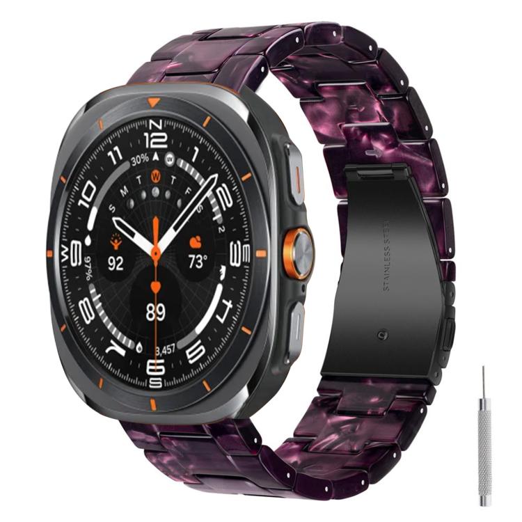 For Galaxy Watch Ultra 47mm / Ultra 2025 Butterfly Clasp Three Beads Resin Watch Band with Removal Tool